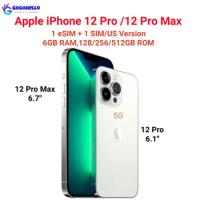 Original iPhone 12 Pro/Pro Max 128/256/512GB ROM 6.1" Super Retina OLED Face ID IOS A14 Bionic Hexa Core Unlocked Cellphone 5G