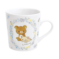 拉拉熊 馬克杯 水藍 咖啡杯 杯子 花朵 約會 牛奶熊 懶懶熊 輕鬆熊 鬆弛熊 日本製 正版 J00014463