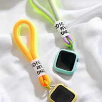 1234567se8s fluorescent hanging rope oppo123pro42 metal buckle applewatch41 soft silicone protective case