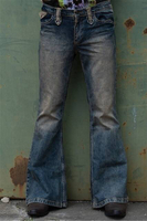 S&SENG ผู้ชาย Flared กางเกงยีนส์ Bootcut ขากางเกง Distressed Patchwork กางเกงยีนส์ฤดูใบไม้ร่วงฤดูหนา
