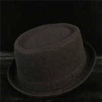 100 ขนสัตว์พ่อหมวกผู้ชายหมูพายหมวกสำหรับพ่อสีดำ Fedora หมวกสุภาพบุรุษแบนกะลา Porkpie ด้านบนแจ๊สหมวกขนาด SML XL6999