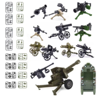 Building Block Military Weapon Figure Police Soldiers Heavy Light Machine Guns Rocket Grenades Mortar Cannon Gatling Toy Parts
