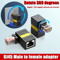 Multi-angle RJ45 Male to Female Lan Ethernet Network Extension Adapter RJ45 Elbow Network Cable 360 Degree Rotation Cat 5e 6e 7