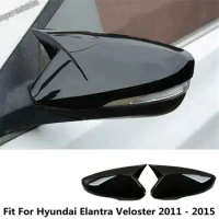 Car Door Side Rearview Mirror Wing Cap Decor Cover Trim For Hyundai Elantra Veloster 2011 - 2015 Ox Horn Style Black Accessories