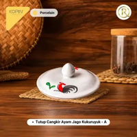 Tutup Cangkir Ayam Jago Kukuruyuk Kopin Keramik Porcelain A