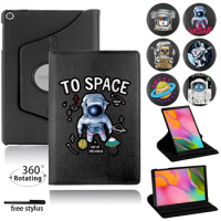 360 Rotating Tablet Case for Samsung Galaxy Tab A8 10.5/Tab A7 10.4/Tab A 10.1 /Tab S6 Lite 10.4 Shell Astronaut Print Cover