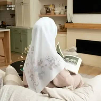 𝐃𝐀𝐅𝐀𝐍𝐘𝐀 - Nailah Series Jilbab Motif Floral Kerudung Segi Empat Hijab Scarf bahan Voal Laser Cut Tan