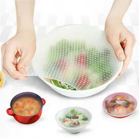 4Pcs Silicone Food Fresh Wrap Lid Cover Stretch Vacuum Food Wrap Kitchen accessories Reusable Fruit Sealing Film Environmental