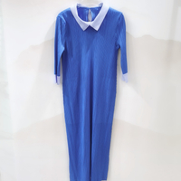 3123 Autumn Summer Fake Two-Piece Fashion Slim Fit Patchwork Color Block Turn-Down Collar Five-Sleev