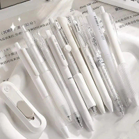Set Pen Gel Minimalis, 5Pcs, Lutsinar 0.5Mm, Kapasiti Besar, Cepat Kering, Pen Dakwat Hitam, Nib ST,