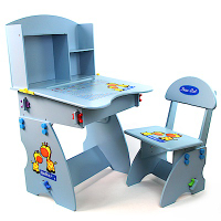 寶盟BAUMER 第二代PLUS木質兒童升降成長書桌椅(天空藍)