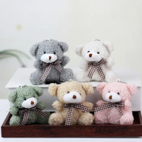 8cm Cute Small Size Teddy Bear Stuffed Keychain Stuffed Pendant Car Keys Bag Decoration Pendants Birthday Plushies Gifts