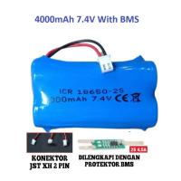 Baterai 18650 2S 4000mAh 7.4V BMS 4.5A KONEKTOR JST XH 2P RC Speaker