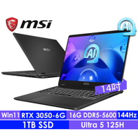 MSI微星 Prestige 14 AI Studio C1UDXG-047TW 14吋商務筆電(Intel Core Ultra 5 125H/16G/1T SSD/RTX 3050-6G/W11)