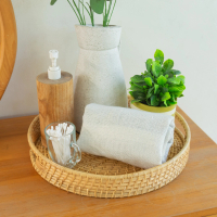 Uwitan New Melati Rattan Tray Round - Nampan Rotan Asli Bulat Aestethic Ukuran Medium Kecil Dengan P