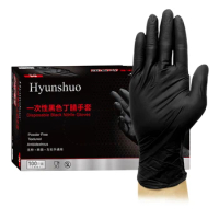 100PCS Disposable Black Nitrile Gloves Household Cleaning Gloves Waterproof Working Tattoo Gloves for Garden Hair Dyeing Tattoos