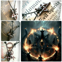 Kalung Liontin Pria Wanita Batu Akik Original Inverted Pentagram Choker Vintage