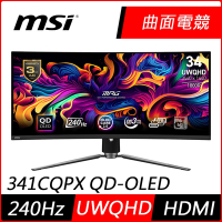 MSI微星 MPG 341CQPX QD-OLED 34型 UWQHD 240Hz HDR曲面電競螢幕