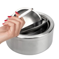 Stainless Steel With Lid Ash Storage Case Smoking Accessories Ashtray Round Windproof