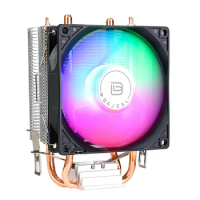 90mm CPU Cooler with 2 Heat Pipes Quiet Rainbow RGB Cooling Fan Silent RGB Fan for Intel LGA775 1150/1151/1155/1156/1200 AMD AM2