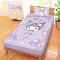 享夢城堡 單人床包枕套3.5x6.2二件組-三麗鷗酷洛米Kuromi 酷迷花漾-紫