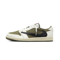 【NIKE 耐吉】休閒鞋 Travis Scott x Air Jordan 1 Low OG Medium Olive 聯名款 倒鉤 男鞋 DM7866-200