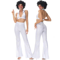 Vintage Rock Disco Hippie Costumes Women Halloween 70s 80s Female Singer Stage Performance Dancing Outfit Cosplay Costume