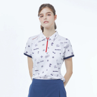 【Snowbee 司諾比】女士拉鍊款球車圖短袖Polo衫(高爾夫球衫 球衣 跑步 登山 運動衫 網球 騎馬 吸濕排汗)