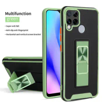 Rugged Armor Shockproof Clear Phone Case For OPPO Realme 8 7 Pro 7i F19 Pro C12 C11 A93 F17 Magnetic Ring Stand 100pcs/Lot