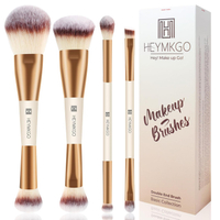 HEYMKGO Makeup Brushes Set 4Pcs Double-ended Foundation Contour Powder Blush Concealer Eyeshadow Bru