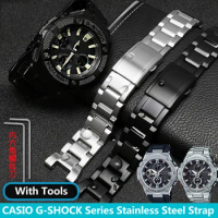 Wristband Black Stainless Steel Watchband For Casio GST-W300GST-400G GST-B100 GST-210 S100D/S110D/W110 Metal WatchStrap Bracelet