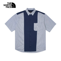 【The North Face】北面UE男款藍色吸濕排汗舒適透氣休閒短袖襯衫｜885M8K2