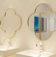 浴室鏡北歐鏡子貼墻四葉梅花鏡全身穿衣鏡免打孔壁掛裝飾鏡化妝鏡