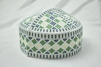 Peci kopiah pakistan bordir warna putih bordir hijau dan kuning perlengkapan sholat anak & dewasa 9