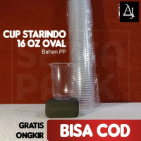 Cup Plastik 16 oz Oval Starindo Gelas Bulat Per Pack 50pcs