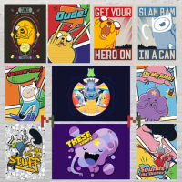 Classic Cartoon TV Series Adventure-Time Poster Canvas Printing Cartoon Artwork Home Room Wall Art Picture Kids Room Wall Decor