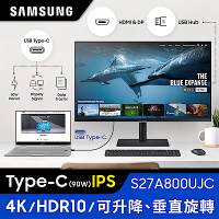 SAMSUNG S27A800UJC 27型IPS 4K窄邊美型電腦螢幕