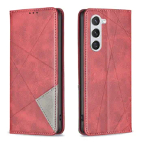 50pcs/lot For Samsung Galaxy S24 Ultra Stand Book Style Prismatic Dark Magnet Leather Case For Samsung Galaxy S24 Plus