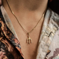 Hiphop Men's Necklace Gold Plated Trident Pendant Stainless Steel Greek Charms Jewelry Streetwear Spearhead Necklace For Women