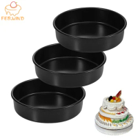 3pcs/Set Cake Pan Carbon Steel 5/6/7/8 Inch Chiffon Rainbow Layer Round Cake Mold For Baking Non-Stick Circle Cheesecake Mould