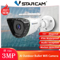 Vstarcam 3.0MP HD Lens AI Outdoor Bullet Wifi Camera IP Surveillance Security Camera IR Motion Alarm IP66 Waterproof CCTV Camera