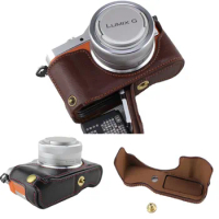 Genuine Leather Half Body Set Cover Camera Bottom Case For Panasonic LUMIX GF10 With Battery Opening