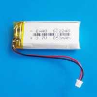 3.7V 650mAh Lipo Polymer Lithium Reachargeable Battery + JST 1.25mm 2pin Connector for MP3 GPS Recorder Headset Camera 602248