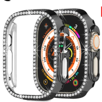 Diamond Cover For Apple watch Ultra 49mm 45mm 41mm 44mm 40mm 42mm/38mm Full bumper Protector iWatch series 3 4 5 6 SE 7 8 Case
