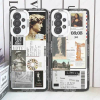 Van Gogh Art Collage Case For Samsung Galaxy S20 Plus S21 FE S22 S23 Ultra A53 A52 A54 S24 Cute Tickets Stickers Aesthetic Cover