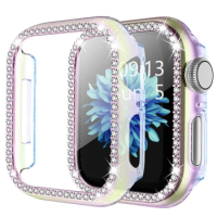 for apple watch se 6 7 8 5 case 40mm 44mm 41mm 45mm Ultra 49mm Full Around Diamond Shiny case for iwatch women shell Plate Frame