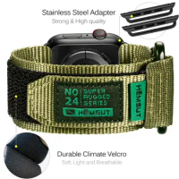 Super Rugged Nylon Sport Band for Apple Watch 40 41 45 40 44mm for iwatch 7 5 6 se 2 3 38mm 42mm strap bracelet wristbelt Green