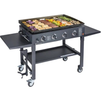 36 Inch Flat Top Gas Stove Cooking 4 Burner Family Dinner Smoke-free Barbecue Stove