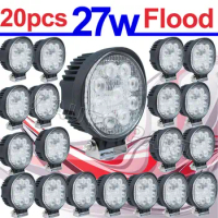 Tkeapl TMH 20pcs 27W Round flood LED Off road Work Light Lamp 12V 24V for car Truck 4WD 4X4 IP68 waterproof