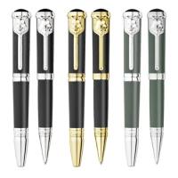 Luxury Monte Stationery Writer Edition Rudyard Kipling Signature MB Ballpoint Pen With Embossed Wolf Head Design